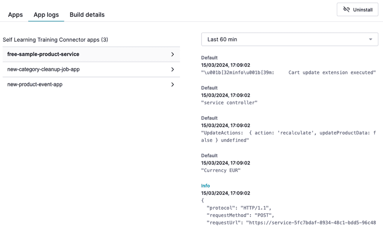 Connector app logs.)