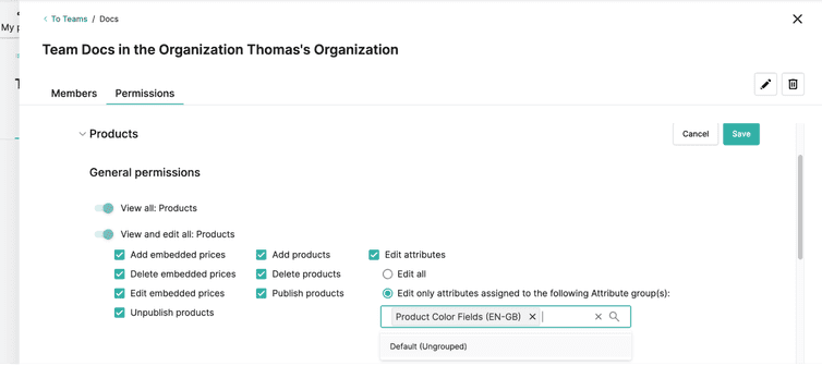 Attribute Groups in Team permissions