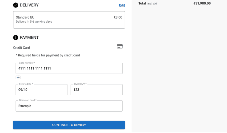 Shipping and billing information added.