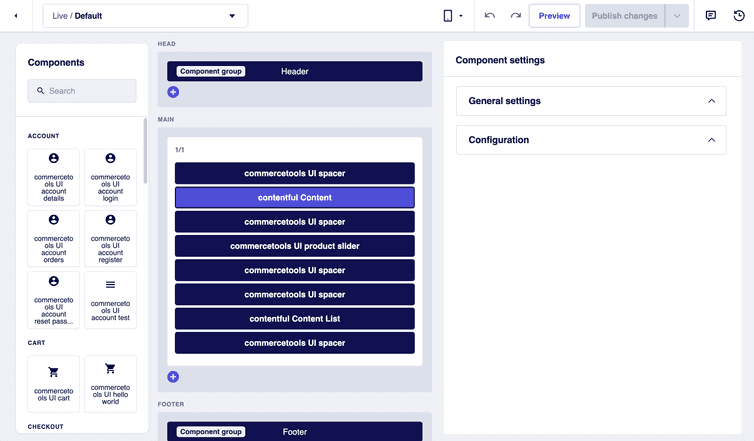 The structure of the static story page in the Studio's page builder