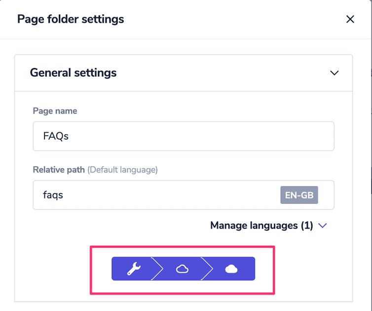 The environment selector with the three environment icons