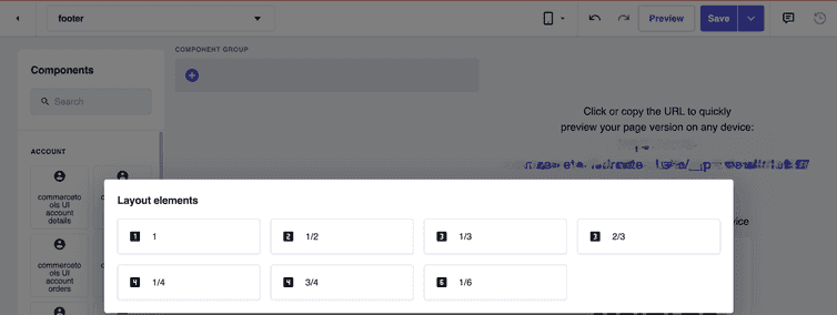 The dialog to select layout elements.