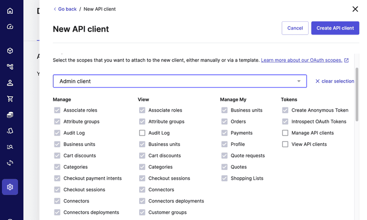 The API Client scopes