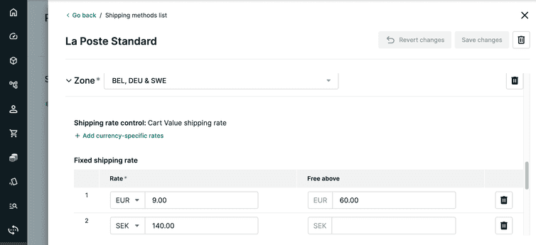 Update Shipping Method to add currency-specific shipping rate