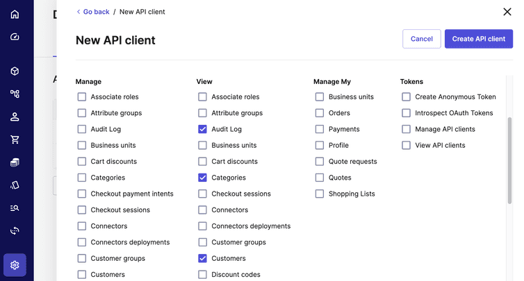 Assigning scopes to an API Client